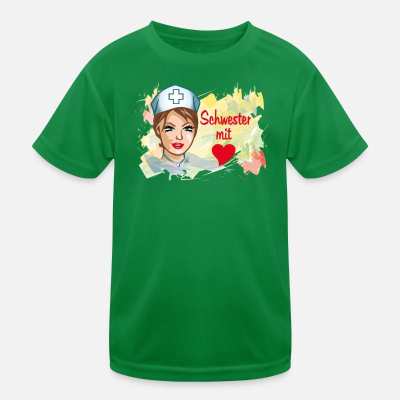 Schwester mit Herz Pflegehelden Kinder Funktions-T-Shirt