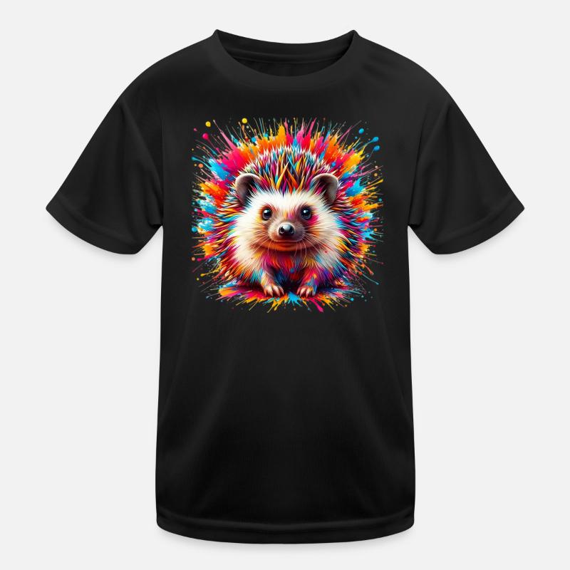 Igel - Kinder Funktions-T-Shirt - Schwarz