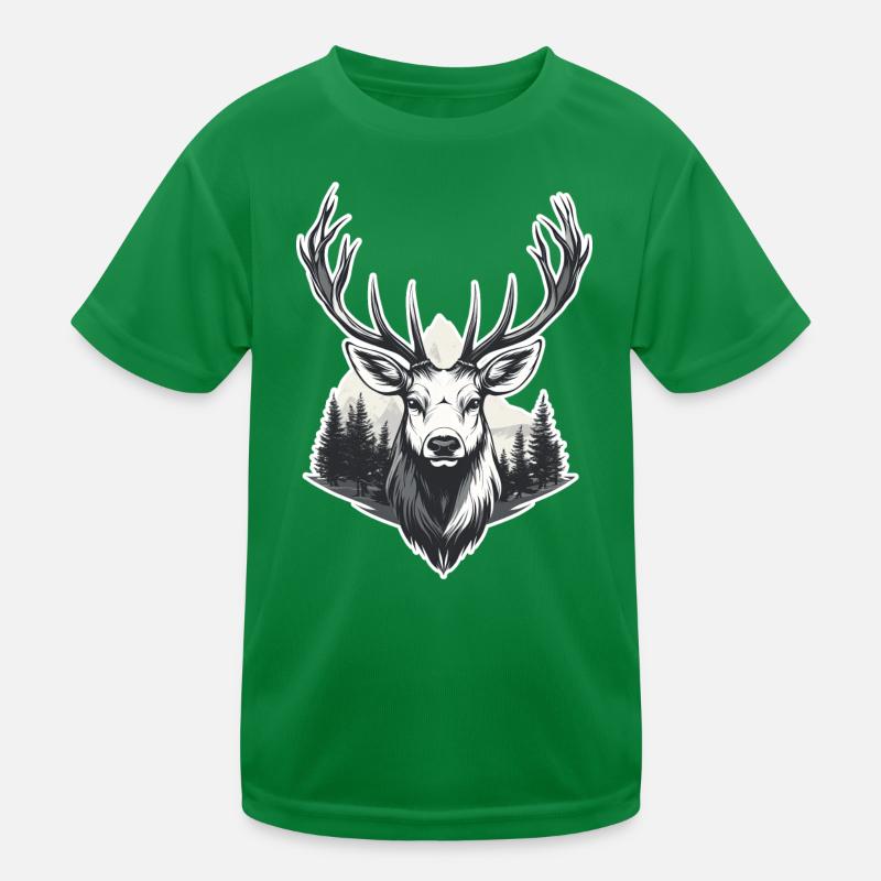 Deer Head Forest Landscape Kids Functional T-Shirt