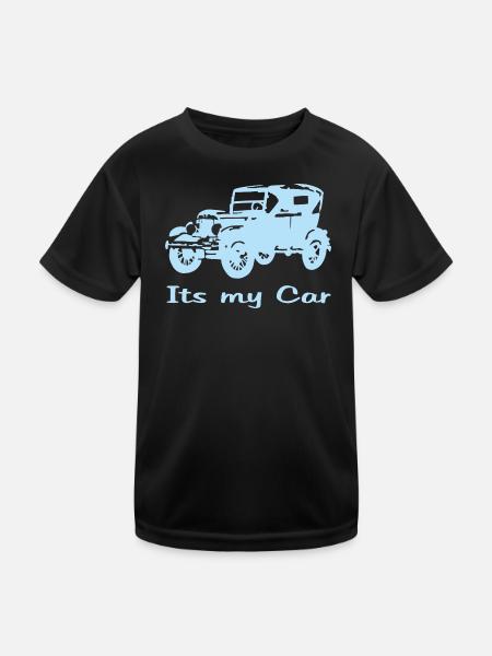 Oldtimer motiv mit Schrift - Kinder Funktions-T-Shirt - Schwarz