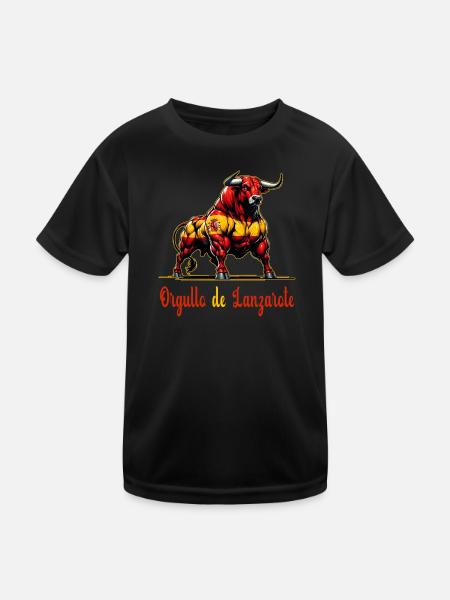 The pride of Lanzarote flag design - Kids Functional T-Shirt - black - Front