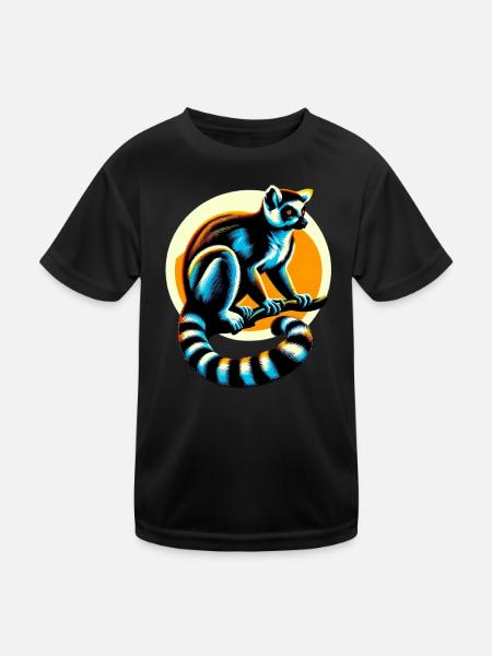 Lemur - Kinder Funktions-T-Shirt - Schwarz