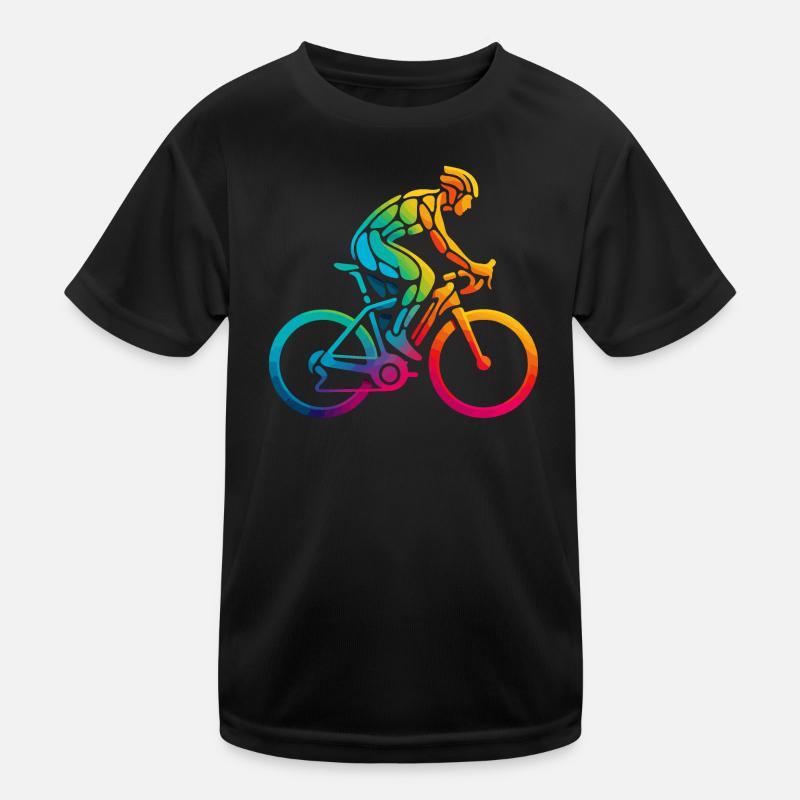 Vibrant Rainbow Cycling Art Kids Functional T-Shirt