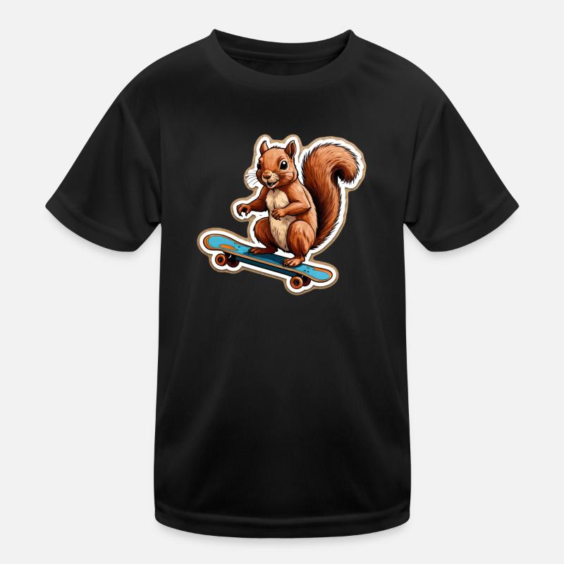 Eichhörnchen auf Skateboard Kinder Funktions-T-Shirt