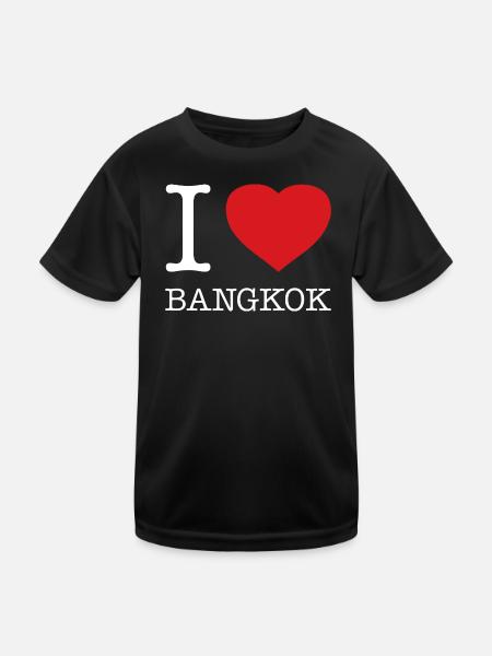 I LOVE BANGKOK - Kinder Funktions-T-Shirt - Schwarz - Vorne