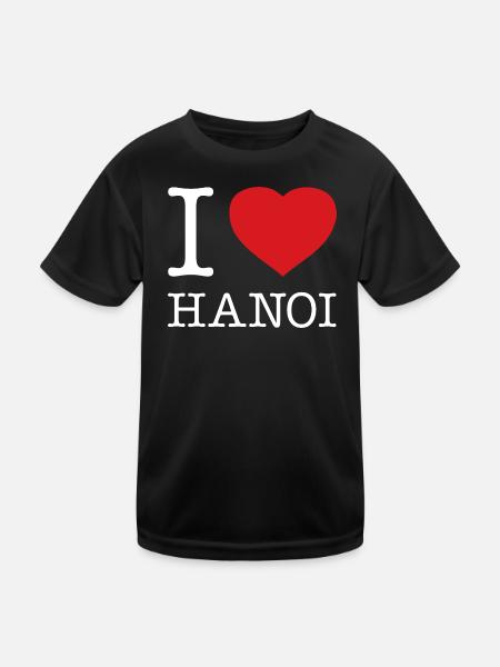 I LOVE HANOI - Kinder Funktions-T-Shirt - Schwarz - Vorne