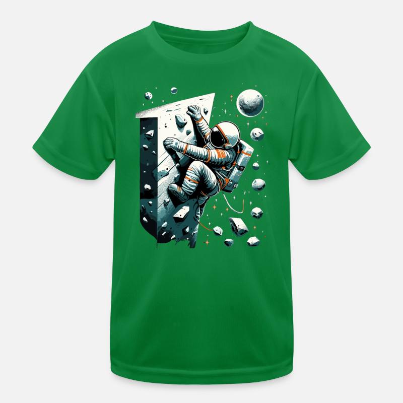 Bouldering Astronaut Spaceman Gift Kids Functional T-Shirt