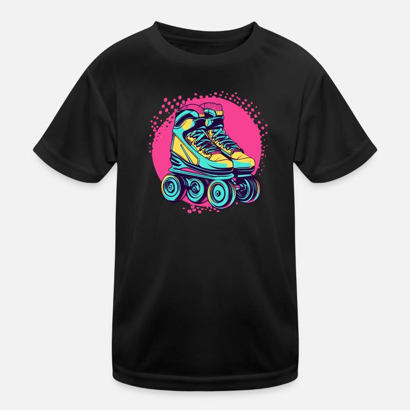 Neon Rollschuhe 90s 80s Retro Vintage Kinder Funktions-T-Shirt