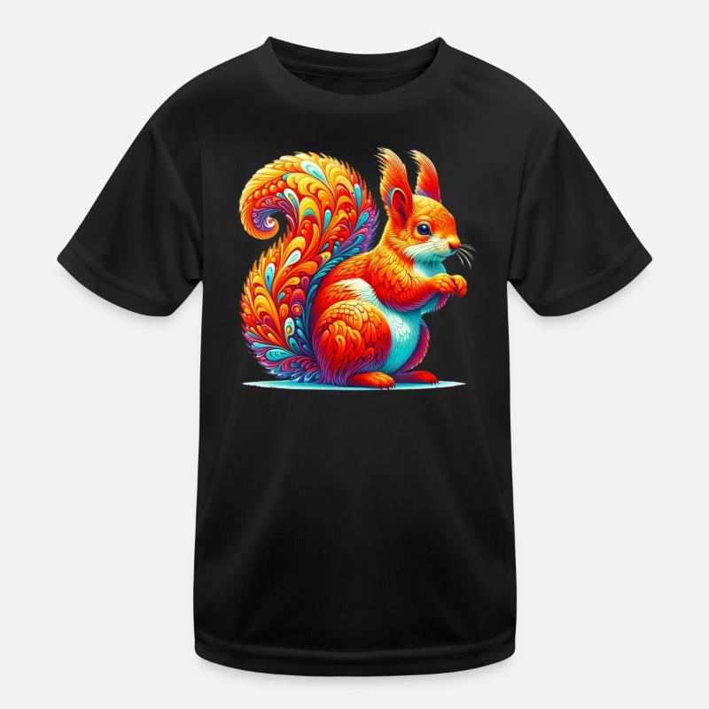 Eichhörnchen - Kinder Funktions-T-Shirt - Schwarz