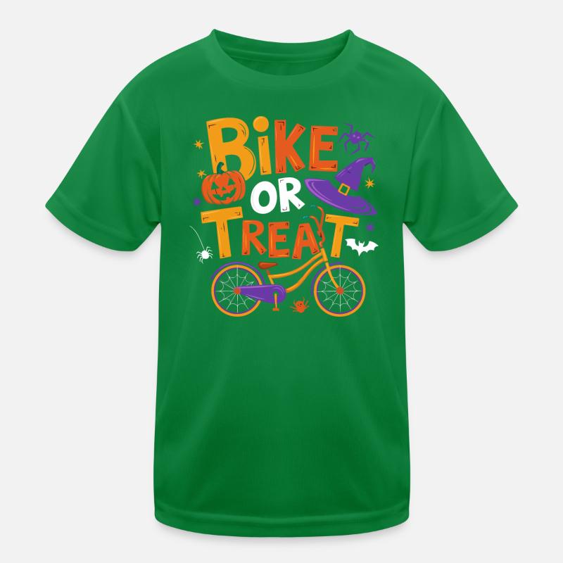Halloween-Fahrrad oder Leckerli-Illustration Kinder Funktions-T-Shirt