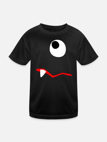 Monster Halloween traurig Comic Zombie Zahn Zyklop - Kinder Funktions-T-Shirt - Schwarz - Vorne