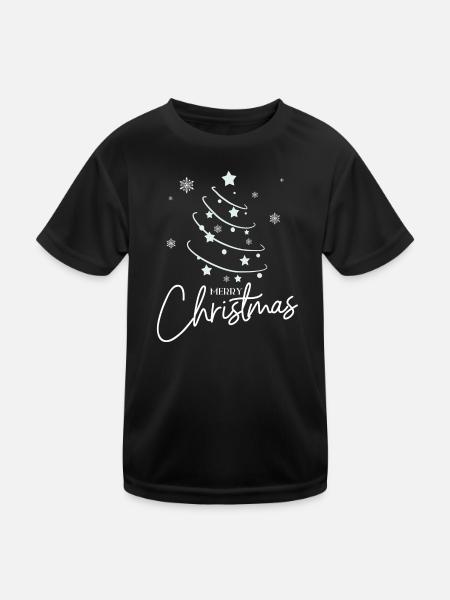 Weihnachtsstern Spirale Stil - Kinder Funktions-T-Shirt - Schwarz - Vorne