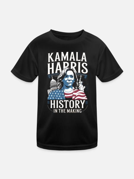 Kamala Harris wird Geschichte schreiben - Kinder Funktions-T-Shirt - Schwarz - Vorne