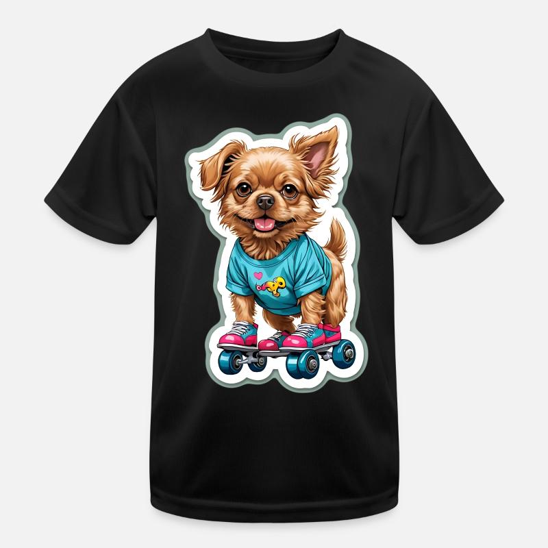 Hündchen auf Rollschuhen Kinder Funktions-T-Shirt