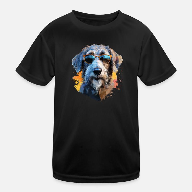 Wolfshund mit Sonnenbrille Kinder Funktions-T-Shirt