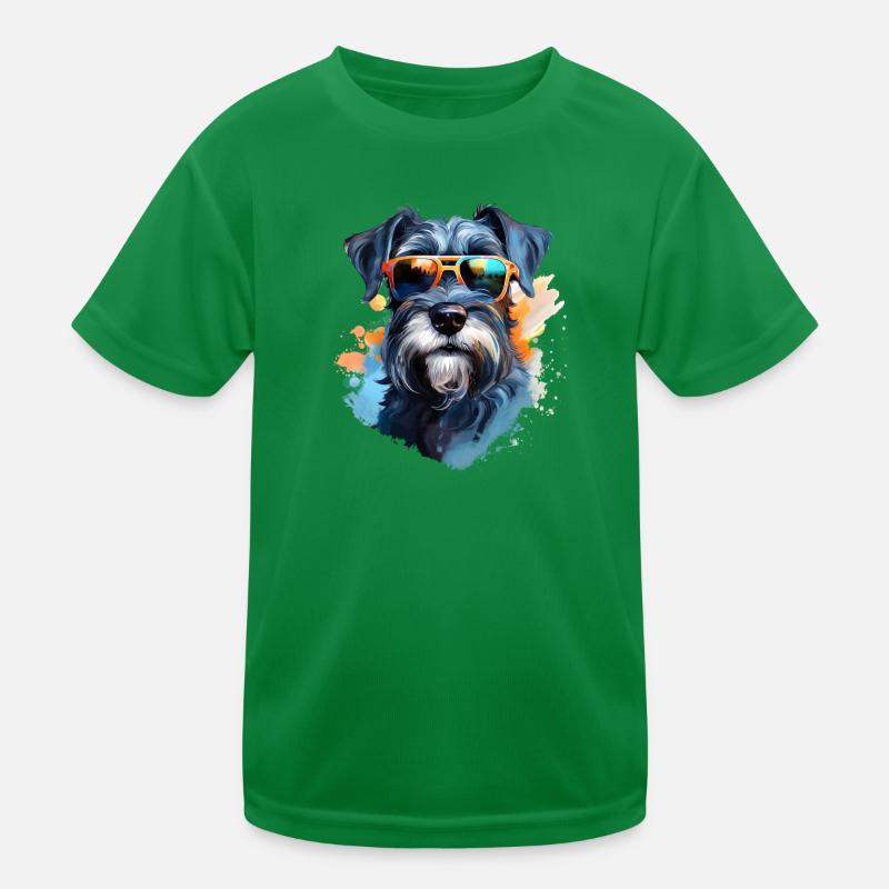 Schnauzer mit Sonnenbrille Kinder Funktions-T-Shirt