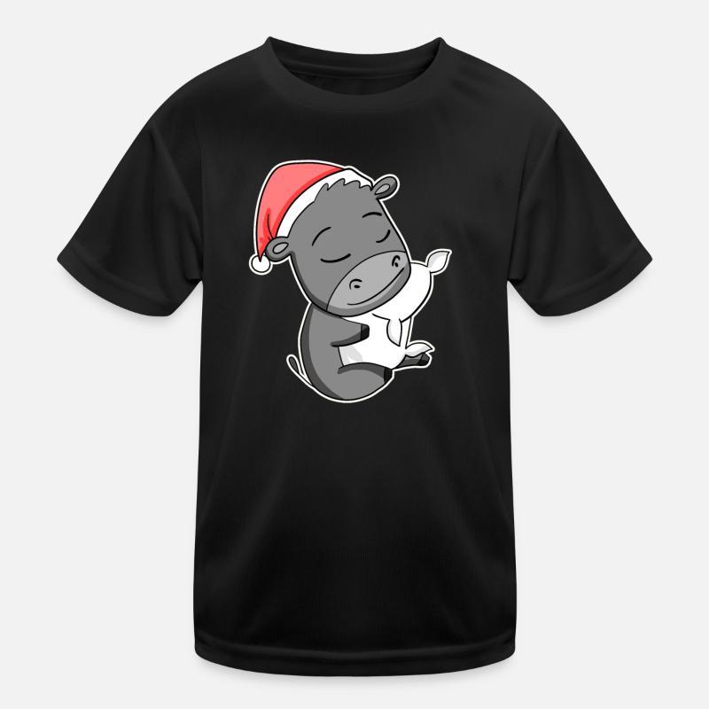 Donkey Cute Tired Sleeping In Christmas Kids Functional T-Shirt