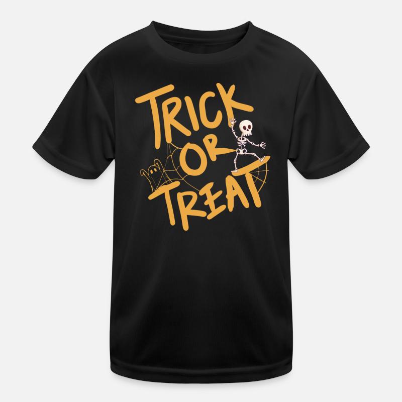 Creative Halloween design with pumpkin and skeleton Kids Functional T-Shirt