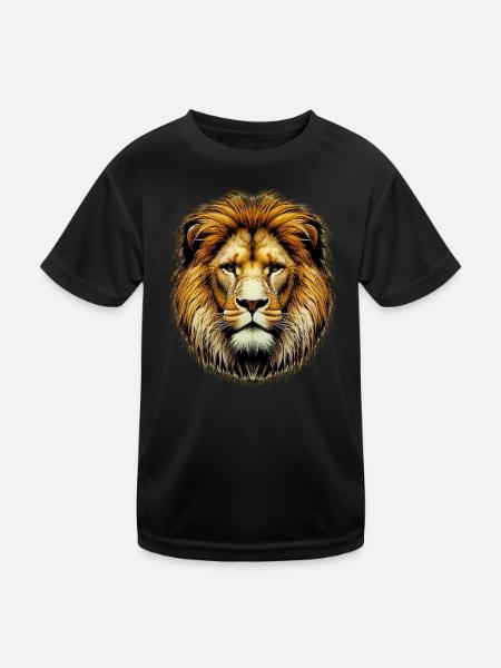 Löwe - Kinder Funktions-T-Shirt - Schwarz