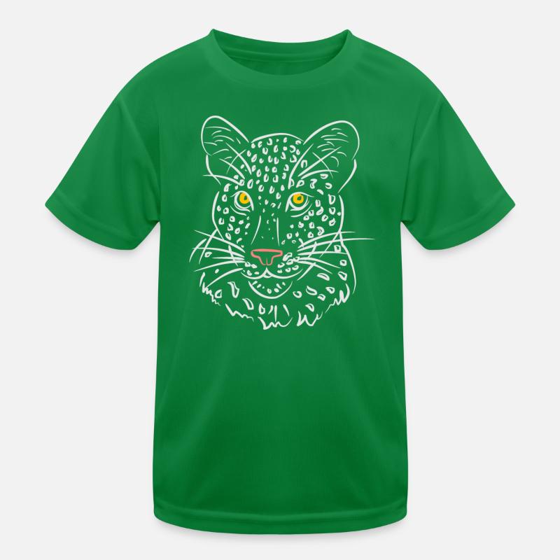 Leopardengesicht Illustration in Schwarz-Weiß Kinder Funktions-T-Shirt