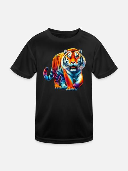 Tiger - Kinder Funktions-T-Shirt - Schwarz