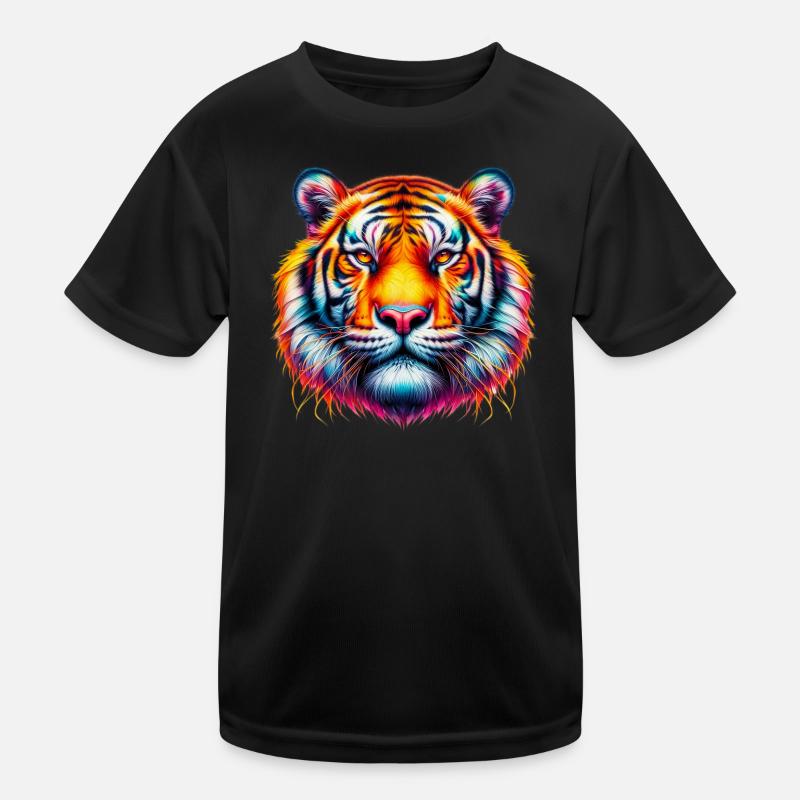 Tiger - Kinder Funktions-T-Shirt - Schwarz