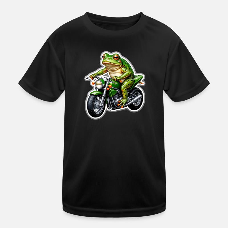 Frog on motorcycle Kids Functional T-Shirt
