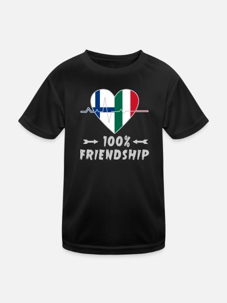 Finnland und Italien 100% Freundschaft - Kinder Funktions-T-Shirt - Schwarz