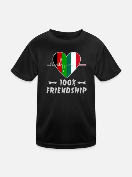 Afghanistan and Italy 100% friendship - Kids Functional T-Shirt - black - Front
