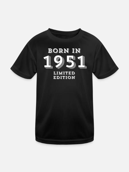 year of birth, 1951, 73 years - Kids Functional T-Shirt - black - Front