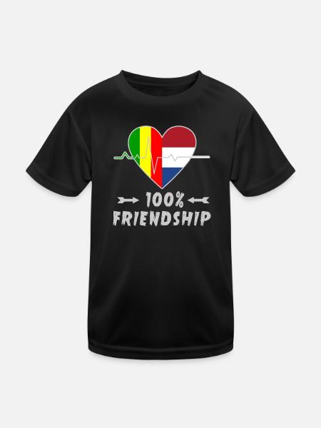 Mali and the Netherlands 100% friendship - Kids Functional T-Shirt - black - Front
