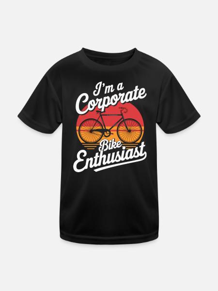 Enthusiast für Firmenfahrräder - Kinder Funktions-T-Shirt - Schwarz - Vorne