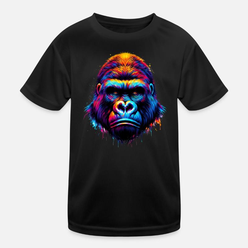 Gorilla - Kinder Funktions-T-Shirt - Schwarz