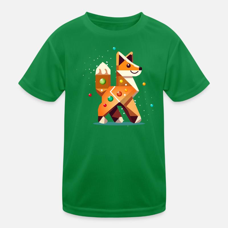 Fox in Gingerbread Style – Creative Christmas Motif Kids Functional T-Shirt