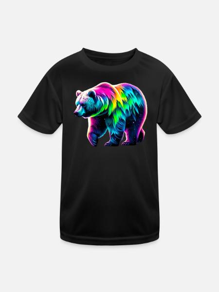 Bär - Kinder Funktions-T-Shirt - Schwarz - Vorne