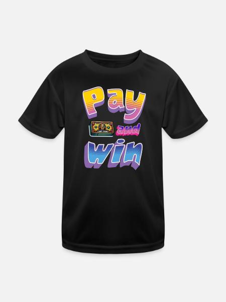 Play and Win Retro Design - Kinder Funktions-T-Shirt - Schwarz
