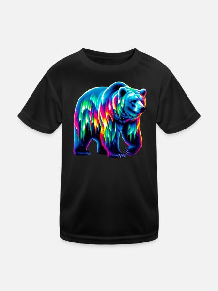 Bär - Kinder Funktions-T-Shirt - Schwarz