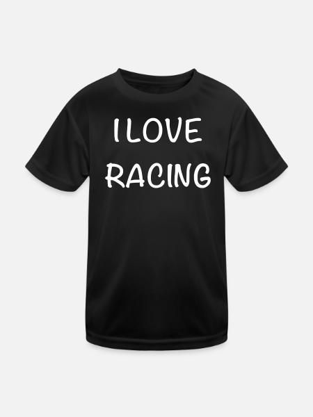 Ich liebe Racing – Handschrift Stil - Kinder Funktions-T-Shirt - Schwarz - Vorne