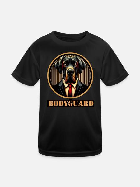 Bodyguard Hund im Anzug - Kinder Funktions-T-Shirt - Schwarz - Vorne