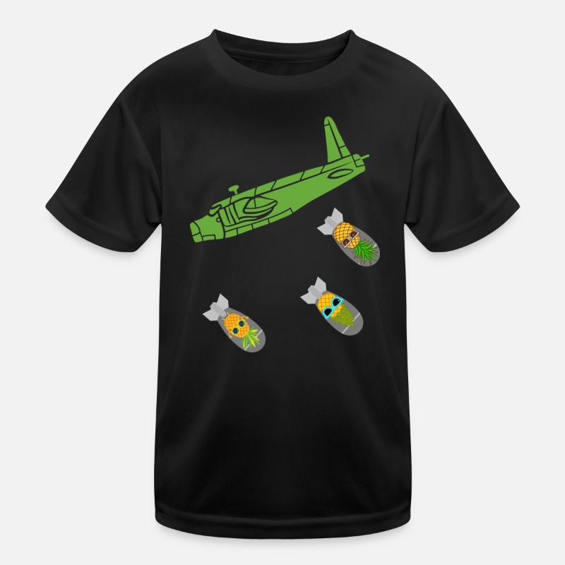 Green Pineapple Bomb Plane Kids Functional T-Shirt