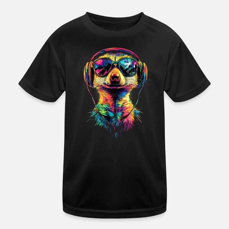 Erdmännchen Sonnenbrille Bunt Süßes Erdmännchen - Kinder Funktions-T-Shirt - Schwarz