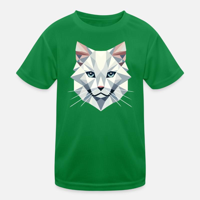 Geometric elegance: White cat in facets Kids Functional T-Shirt