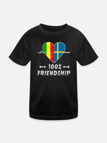 Mali and Sweden 100% friendship - Kids Functional T-Shirt - black - Front