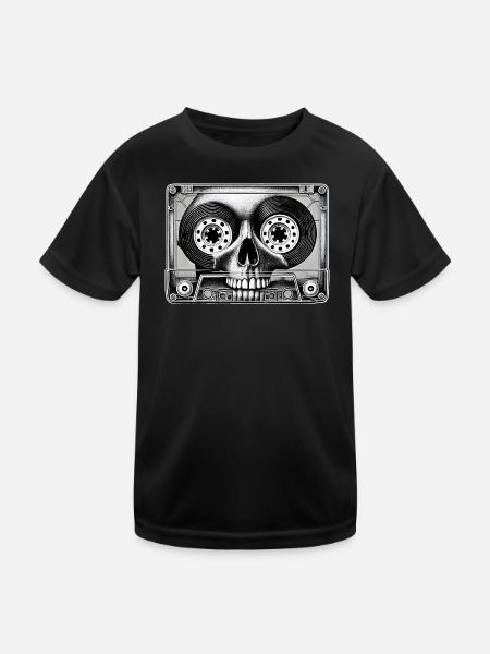 Cassette Skull - Soundtrack des Lebens - Kinder Funktions-T-Shirt - Schwarz - Vorne