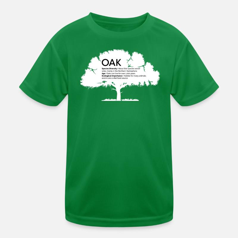 OAK Eichen mit Informationen Naturschutz Baum Wald Kinder Funktions-T-Shirt
