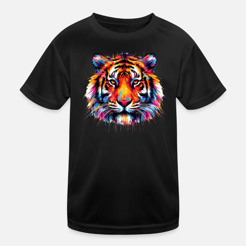 Tiger - Kinder Funktions-T-Shirt - Schwarz