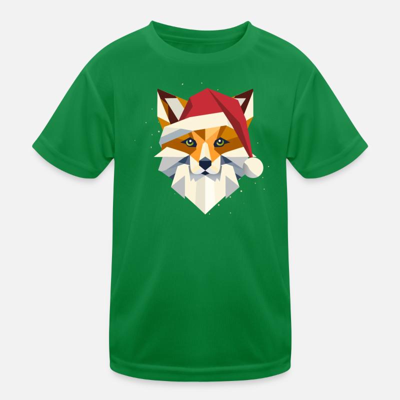 Fox with Santa Hat - Art for the Holidays Kids Functional T-Shirt