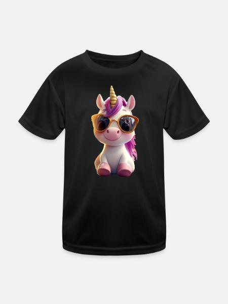 Einhorn Reiterin Ponyhof Pferde Reiten Einhörner - Kinder Funktions-T-Shirt - Schwarz - Vorne
