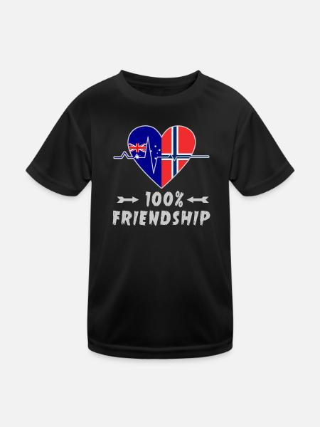 Australien und Norwegen 100% Freundschaft - Kinder Funktions-T-Shirt - Schwarz
