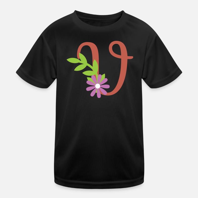 Eleganter Buchstabe 'V' mit Blumen Kinder Funktions-T-Shirt